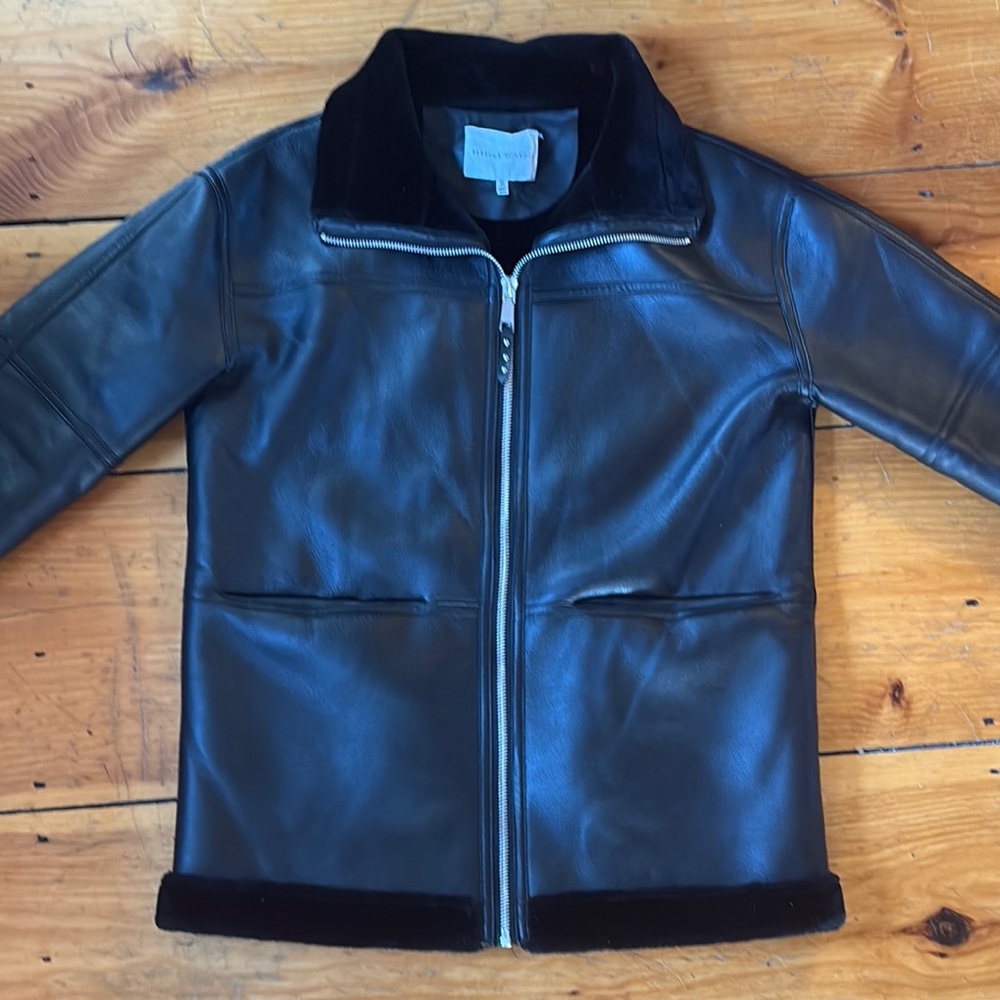 Rebecca Minkoff Black Vegan Leather Jacket with Fur Collar